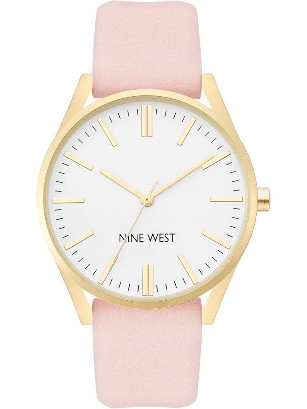 Nine West Women's Pink And Gold Analog Japanese Quartz Solid Strap Classic Watch